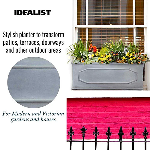 IDEALIST Chelsea Window Flower Box Garden Planter, Faux Lead Light Stone Outdoor Plant Pot By IDEALIST Lite W22 H22 L60 Cm, 29L 3 IDEALIST Chelsea Window Flower Box Garden Planter, Faux Lead Light Stone Outdoor Plant Pot By IDEALIST Lite W22 H22 L60 Cm, 29L - Image 3