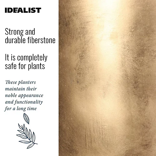 IDEALIST Concrete Effect Gold Round Planter With Legs, Round Indoor Plant Pot Stand For Indoor Plants D25 H34 Cm, 9L 3 IDEALIST Concrete Effect Gold Round Planter With Legs, Round Indoor Plant Pot Stand For Indoor Plants D25 H34 Cm, 9L - Image 3