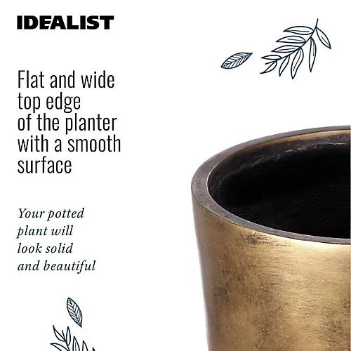 IDEALIST Concrete Effect Gold Round Planter With Legs, Round Indoor Plant Pot Stand For Indoor Plants D25 H34 Cm, 9L 4 IDEALIST Concrete Effect Gold Round Planter With Legs, Round Indoor Plant Pot Stand For Indoor Plants D25 H34 Cm, 9L - Image 4