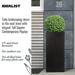 IDEALIST Contemporary Black Light Concrete Garden Tall Square Planter, Outdoor Plant Pot H80 L40 W40 Cm, 132L -Outsunny Garden Zone idealist contemporary black light concrete garden tall square planter outdoor plant pot h80 l40 w40 cm 132l5000124401689 03c MP