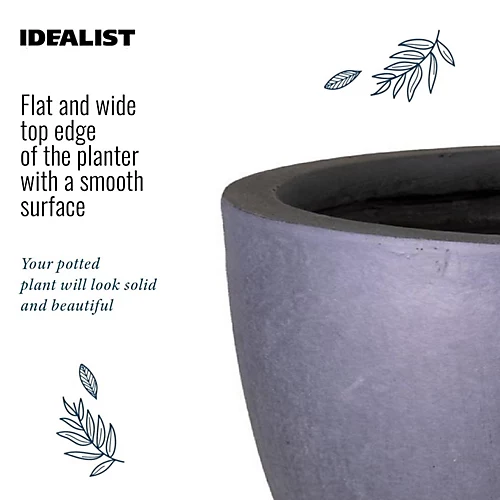 IDEALIST Contemporary Dark Grey Washed Light Concrete Egg Garden Round Planter Large, Outdoor Plant Pot D46 H45 Cm, 75L 2 IDEALIST Contemporary Dark Grey Washed Light Concrete Egg Garden Round Planter Large, Outdoor Plant Pot D46 H45 Cm, 75L - Image 2