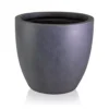 IDEALIST Contemporary Dark Grey Washed Light Concrete Egg Garden Round Planter Large, Outdoor Plant Pot D56 H52 Cm, 128L