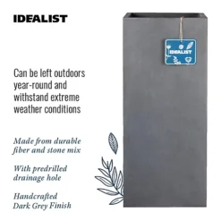 IDEALIST Contemporary Faux Lead Dark Grey Light Concrete Garden Tall Square Planter, Outdoor Plant Pot H70 L33 W33 Cm, 79L -Outsunny Garden Zone idealist contemporary faux lead dark grey light concrete garden tall square planter outdoor plant pot h70 l33 w33 cm 79l5000124401634 06c MP
