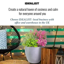 IDEALIST Contemporary Stone Grey Light Concrete Egg Garden Round Planter Large, Outdoor Plant Pot D35 H32 Cm, 30L -Outsunny Garden Zone idealist contemporary stone grey light concrete egg garden round planter large outdoor plant pot d35 h32 cm 30l5000124403010 06c MP