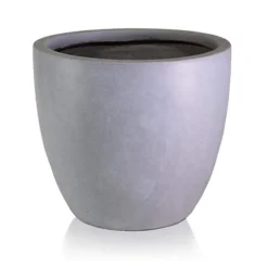 IDEALIST Contemporary Stone Grey Light Concrete Egg Garden Round Planter Large, Outdoor Plant Pot D56 H52 Cm, 128L