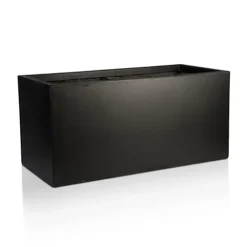 IDEALIST Contemporary Trough Garden Planter, Black Concrete Light Outdoor Large Plant Pot H37.5 L80 W37 Cm, 111L
