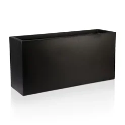 IDEALIST Contemporary Trough Garden Planter, Black Concrete Light Outdoor Large Plant Pot H51.5 L100 W36 Cm, 185L