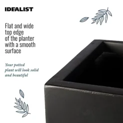IDEALIST Contemporary Trough Garden Planter, Black Concrete Outdoor Large Plant Pot H30 L60 W30 Cm, 54L -Outsunny Garden Zone idealist contemporary trough garden planter black concrete outdoor large plant pot h30 l60 w30 cm 54l5000124401825 03c MP