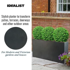 IDEALIST Contemporary Trough Garden Planter, Faux Lead Dark Grey Concrete Light Outdoor Large Plant Pot H30 L65 W19 Cm, 37L -Outsunny Garden Zone idealist contemporary trough garden planter faux lead dark grey concrete light outdoor large plant pot h30 l65 w19 cm 37l5000124401313 03c MP