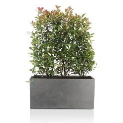 IDEALIST Contemporary Trough Garden Planter, Grey Concrete Light Outdoor Large Plant Pot H41 L85 W26 Cm, 91L