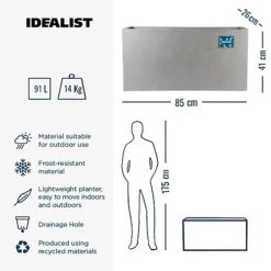 IDEALIST Contemporary Trough Garden Planter, Grey Concrete Light Outdoor Large Plant Pot H41 L85 W26 Cm, 91L 7 IDEALIST Contemporary Trough Garden Planter, Grey Concrete Light Outdoor Large Plant Pot H41 L85 W26 Cm, 91L -Outsunny Garden Zone idealist contemporary trough garden planter grey concrete light outdoor large plant pot h41 l85 w26 cm 91l5000124401290 06c MP