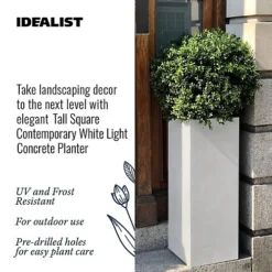 IDEALIST Contemporary White Light Concrete Garden Tall Square Planter, Outdoor Plant Pot H60 L27 W27 Cm, 44L 6 IDEALIST Contemporary White Light Concrete Garden Tall Square Planter, Outdoor Plant Pot H60 L27 W27 Cm, 44L -Outsunny Garden Zone idealist contemporary white light concrete garden tall square planter outdoor plant pot h60 l27 w27 cm 44l5000124502232 03c MP