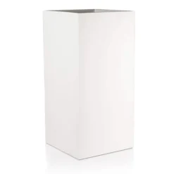 IDEALIST Contemporary White Light Concrete Garden Tall Square Planter, Outdoor Plant Pot H70 L33 W33 Cm, 79L