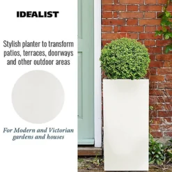 IDEALIST Contemporary White Light Concrete Garden Tall Square Planter, Outdoor Plant Pot H70 L33 W33 Cm, 79L -Outsunny Garden Zone idealist contemporary white light concrete garden tall square planter outdoor plant pot h70 l33 w33 cm 79l5000124502249 04c MP