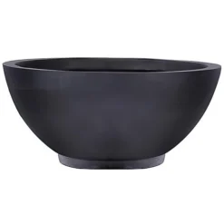IDEALIST Dish Style Smooth Black Garden Bowl Planter, Outdoor Plant Pot D45 H20 Cm, 32L