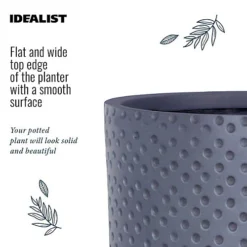 IDEALIST Dotted Style Grey Cylinder Planter With Legs, Round Indoor Plant Pot Stand For Indoor Plants D24.5 H35 Cm, 10L -Outsunny Garden Zone idealist dotted style grey cylinder planter with legs round indoor plant pot stand for indoor plants d24 5 h35 cm 10l5060874791966 06c MP
