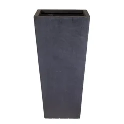 IDEALIST Faux Lead Dark Grey Light Concrete Garden Tall Planter, Outdoor Plant Pot With Tapered Shape H65 L32 W32 Cm, 67L