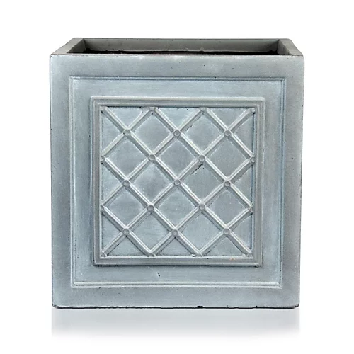 IDEALIST Faux Lead Lattice Flower Box Square Garden Planter, Grey Light Stone Outdoor Large Plant Pot W45 H45 L45 Cm, 72L 1 IDEALIST Faux Lead Lattice Flower Box Square Garden Planter, Grey Light Stone Outdoor Large Plant Pot W45 H45 L45 Cm, 72L