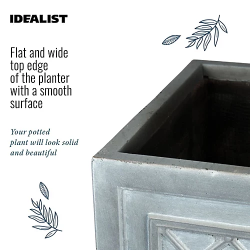 IDEALIST Faux Lead Lattice Flower Box Square Garden Planter, Grey Light Stone Outdoor Large Plant Pot W45 H45 L45 Cm, 72L 3 IDEALIST Faux Lead Lattice Flower Box Square Garden Planter, Grey Light Stone Outdoor Large Plant Pot W45 H45 L45 Cm, 72L - Image 3