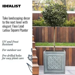 IDEALIST Faux Lead Lattice Flower Box Square Garden Planter, Grey Light Stone Outdoor Large Plant Pot W45 H45 L45 Cm, 72L 7 IDEALIST Faux Lead Lattice Flower Box Square Garden Planter, Grey Light Stone Outdoor Large Plant Pot W45 H45 L45 Cm, 72L -Outsunny Garden Zone idealist faux lead lattice flower box square garden planter grey light stone outdoor large plant pot w45 h45 l45 cm 72l5060432417048 03c MP