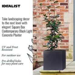 IDEALIST Flower Box Square Garden Planter, Black Light Concrete Outdoor Large Plant Pot H40 L40 W40 Cm, 65L 6 IDEALIST Flower Box Square Garden Planter, Black Light Concrete Outdoor Large Plant Pot H40 L40 W40 Cm, 65L -Outsunny Garden Zone idealist flower box square garden planter black light concrete outdoor large plant pot h40 l40 w40 cm 65l5000124401559 03c MP