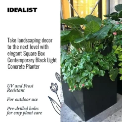 IDEALIST Flower Box Square Garden Planter, Black Light Concrete Outdoor Large Plant Pot H60 L60 W60 Cm, 195L -Outsunny Garden Zone idealist flower box square garden planter black light concrete outdoor large plant pot h60 l60 w60 cm 195l5000124502164 03c MP