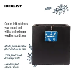 IDEALIST Flower Box Square Garden Planter, Black Light Concrete Outdoor Large Plant Pot H60 L60 W60 Cm, 195L -Outsunny Garden Zone idealist flower box square garden planter black light concrete outdoor large plant pot h60 l60 w60 cm 195l5000124502164 06c MP