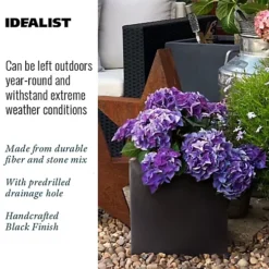 IDEALIST Flower Box Square Garden Planter, Black Light Concrete Outdoor Plant Pot H25 L25 W25 Cm, 16L -Outsunny Garden Zone idealist flower box square garden planter black light concrete outdoor plant pot h25 l25 w25 cm 16l5000124401535 06c MP