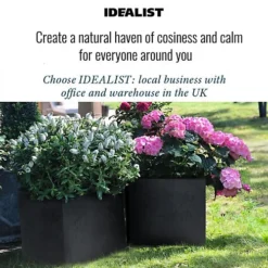 IDEALIST Flower Box Square Garden Planter, Faux Lead Dark Grey Light Concrete Outdoor Large Plant Pot H40 L40 W40 Cm, 65L -Outsunny Garden Zone idealist flower box square garden planter faux lead dark grey light concrete outdoor large plant pot h40 l40 w40 cm 65l5000124401511 06c MP
