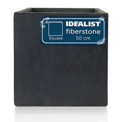 IDEALIST Flower Box Square Garden Planter, Faux Lead Dark Grey Light Concrete Outdoor Large Plant Pot H50 L50 W50 Cm, 126L