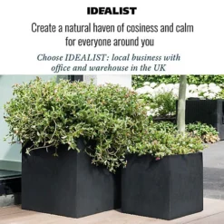 IDEALIST Flower Box Square Garden Planter, Faux Lead Dark Grey Light Concrete Outdoor Large Plant Pot H50 L50 W50 Cm, 126L -Outsunny Garden Zone idealist flower box square garden planter faux lead dark grey light concrete outdoor large plant pot h50 l50 w50 cm 126l5000124401528 06c MP