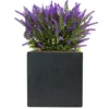 IDEALIST Flower Box Square Garden Planter, Faux Lead Dark Grey Light Concrete Outdoor Plant Pot H25 L25 W25 Cm, 16L