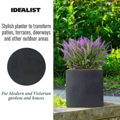 IDEALIST Flower Box Square Garden Planter, Faux Lead Dark Grey Light Concrete Outdoor Plant Pot H25 L25 W25 Cm, 16L -Outsunny Garden Zone idealist flower box square garden planter faux lead dark grey light concrete outdoor plant pot h25 l25 w25 cm 16l5000124401498 03c MP