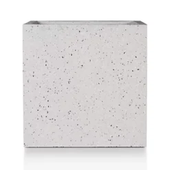 IDEALIST Flower Box Square Garden Planter, Grey Marble Light Concrete Outdoor Large Plant Pot H40 L40 W40 Cm, 65L