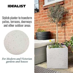 IDEALIST Flower Box Square Garden Planter, Grey Marble Light Concrete Outdoor Large Plant Pot H40 L40 W40 Cm, 65L -Outsunny Garden Zone idealist flower box square garden planter grey marble light concrete outdoor large plant pot h40 l40 w40 cm 65l5000124403157 03c MP