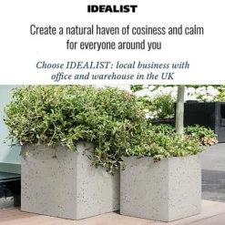 IDEALIST Flower Box Square Garden Planter, Grey Marble Light Concrete Outdoor Large Plant Pot H40 L40 W40 Cm, 65L -Outsunny Garden Zone idealist flower box square garden planter grey marble light concrete outdoor large plant pot h40 l40 w40 cm 65l5000124403157 06c MP