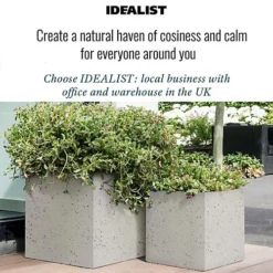 IDEALIST Flower Box Square Garden Planter, Grey Marble Light Concrete Outdoor Large Plant Pot H50 L50 W50 Cm, 126L -Outsunny Garden Zone idealist flower box square garden planter grey marble light concrete outdoor large plant pot h50 l50 w50 cm 126l5000124403164 06c MP