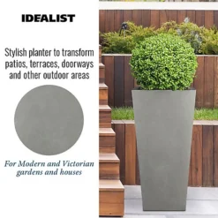 IDEALIST Grey Light Concrete Garden Tall Planter, Outdoor Plant Pot With Tapered Shape H89 L43 W43 Cm, 165L -Outsunny Garden Zone idealist grey light concrete garden tall planter outdoor plant pot with tapered shape h89 l43 w43 cm 165l5000124502294 03c MP