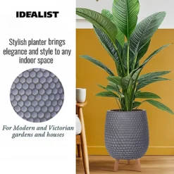 IDEALIST Honeycomb Style Dark Grey Egg Planter With Legs, Round Indoor Plant Pot Stand For Indoor Plants D32 H43 Cm, 22L 6 IDEALIST Honeycomb Style Dark Grey Egg Planter With Legs, Round Indoor Plant Pot Stand For Indoor Plants D32 H43 Cm, 22L -Outsunny Garden Zone idealist honeycomb style dark grey egg planter with legs round indoor plant pot stand for indoor plants d32 h43 cm 22l5060874794707 03c MP