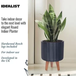 IDEALIST Modern Ribbed Black Cylinder Planter With Legs, Round Indoor Plant Pot Stand For Indoor Plants D24 H32 Cm, 7.6L -Outsunny Garden Zone idealist modern ribbed black cylinder planter with legs round indoor plant pot stand for indoor plants d24 h32 cm 7 6l5060874791843 03c MP
