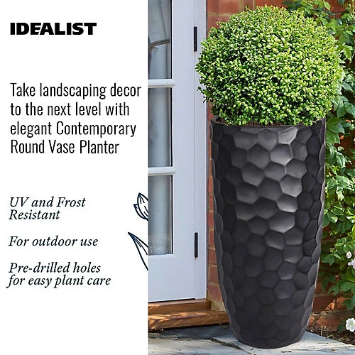 IDEALIST Mosaic Style Black Tall Round Vase Planter Outdoor Plant Pot D41.5 H77 Cm, 104L 2 IDEALIST Mosaic Style Black Tall Round Vase Planter Outdoor Plant Pot D41.5 H77 Cm, 104L - Image 2