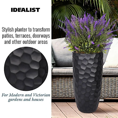 IDEALIST Mosaic Style Black Tall Round Vase Planter Outdoor Plant Pot D41.5 H77 Cm, 104L 3 IDEALIST Mosaic Style Black Tall Round Vase Planter Outdoor Plant Pot D41.5 H77 Cm, 104L - Image 3