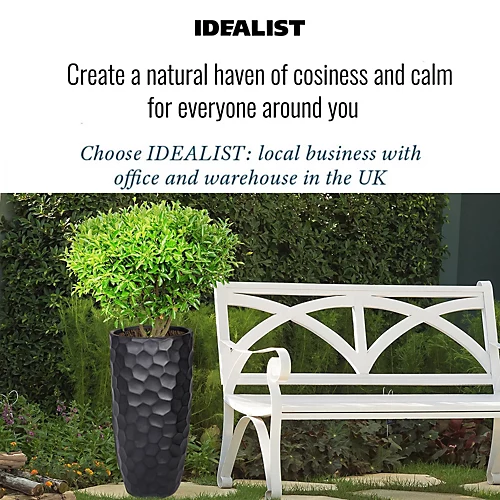 IDEALIST Mosaic Style Black Tall Round Vase Planter Outdoor Plant Pot D41.5 H77 Cm, 104L 4 IDEALIST Mosaic Style Black Tall Round Vase Planter Outdoor Plant Pot D41.5 H77 Cm, 104L - Image 4