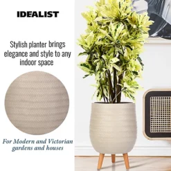 IDEALIST Plaited Style Beige Egg Planter With Legs, Round Indoor Plant Pot Stand For Indoor Plants D32 H43 Cm, 22L -Outsunny Garden Zone idealist plaited style beige egg planter with legs round indoor plant pot stand for indoor plants d32 h43 cm 22l5060874791454 03c MP