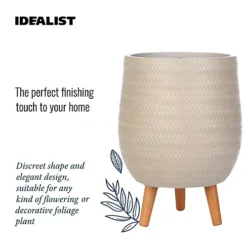 IDEALIST Plaited Style Beige Egg Planter With Legs, Round Indoor Plant Pot Stand For Indoor Plants D32 H43 Cm, 22L -Outsunny Garden Zone idealist plaited style beige egg planter with legs round indoor plant pot stand for indoor plants d32 h43 cm 22l5060874791454 06c MP