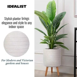 IDEALIST Plaited Style White Cylinder Planter With Legs, Round Indoor Plant Pot Stand For Indoor Plants D30 H46 Cm, 17.9L 6 IDEALIST Plaited Style White Cylinder Planter With Legs, Round Indoor Plant Pot Stand For Indoor Plants D30 H46 Cm, 17.9L -Outsunny Garden Zone idealist plaited style white cylinder planter with legs round indoor plant pot stand for indoor plants d30 h46 cm 17 9l5060874791515 03c MP