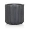 IDEALIST Ribbed Black Garden Round Planter, Outdoor Plant Pot D36.5 H37 Cm, 39L