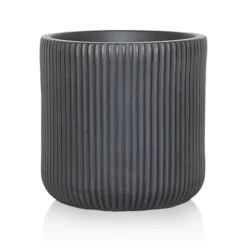 IDEALIST Ribbed Black Round Outdoor Planter D45 H45 Cm, 71.6L
