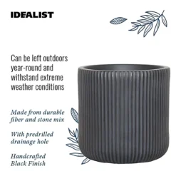 IDEALIST Ribbed Black Round Outdoor Planter D45 H45 Cm, 71.6L -Outsunny Garden Zone idealist ribbed black round outdoor planter d45 h45 cm 71 6l5060874790860 06c MP