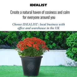 IDEALIST Rustic Style Rolled Rim Black Wide Garden Round Garden Planter Vase, Outdoor Plant Pot D30.5 H26 Cm, 19L -Outsunny Garden Zone idealist rustic style rolled rim black wide garden round garden planter vase outdoor plant pot d30 5 h26 cm 19l5060874790624 06c MP